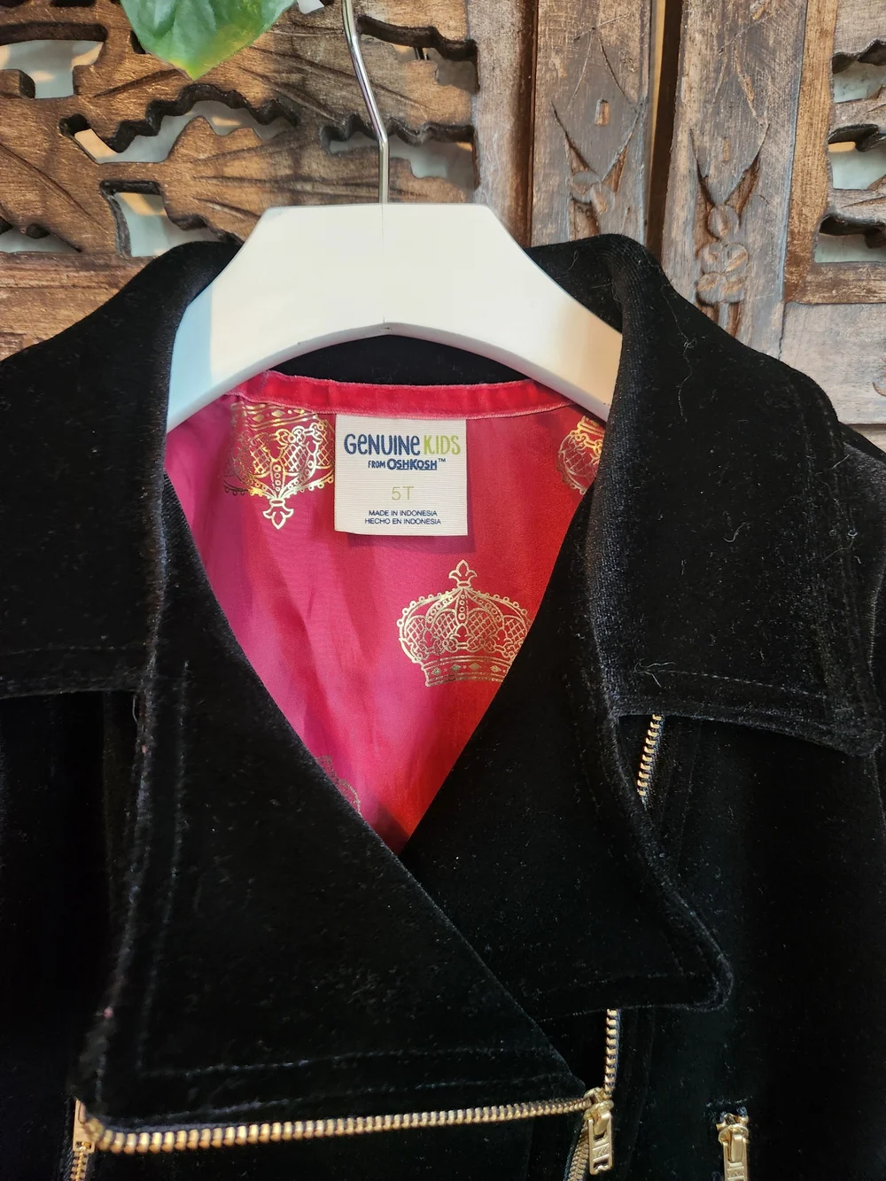 OshKosh B'gosh Black Velvet Moto Jacket with Gold Zippers Nwot Sz 5